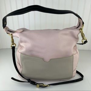 OrYany Pink Gray Leather Pebbled Leather Bag